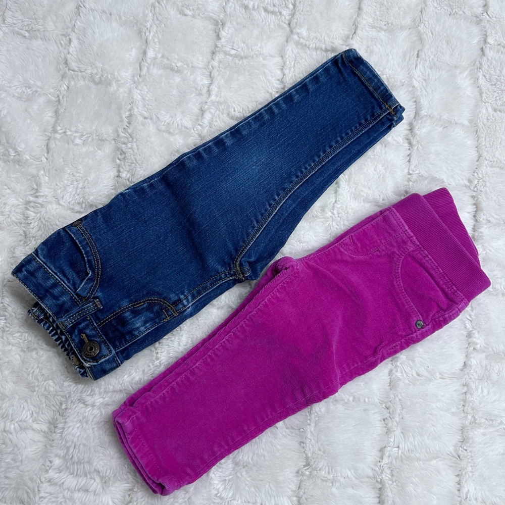 Baby Gap Corduroy‎ Pink Pants Size 12-18 M & OshKosh Blue Denim Pants Size 18 M